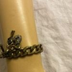 Fossil Vintage Y2K Brass Tone Toggle Charm Bracelet with Lock & Key Photo 2