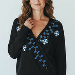 Vintage Cristina's Silk/Angora Blend Jeweled Black Sweater Size L Photo 0