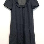 J.Crew Phoebe Ruffle Dress Solid Dark Gray Charcoal WOOL Blend Short Sleeve 2 Photo 0