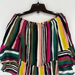 EXPRESS  Off The Shoulder Striped Long Sleeve Romper XS Multicolor Photo 1