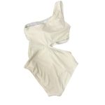 Michael Kors NWT $148 bone One-Shoulder Side-Cutout Swimsuit 10 M Photo 2