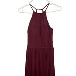 Azazie Bridesmaid Prom Formal Dress Size A4 Maroon Chiffon Floor Length Halter Photo 1