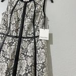 Calvin Klein  Women's White / Black Floral Lace Faux Leather Sheath Dress Sz 2 Photo 3