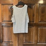 American Eagle  Top Shirt Cold Shoulder Size Large Ribbed Stripes Black White Photo 1