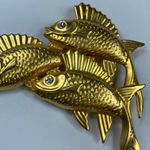 Premier Designs Womens Three Fish Brooch Fins Rhinestone Eyes Textured Details Photo 6