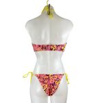 White Fox Swim Pink Floral Sleeveless Halter Two Piece Bandeau Bikini Swimwear M Size M Photo 1