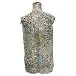Liz Claiborne  Green Animal Print Chiffon Pintuck Blouse MP Sheer Y2K Retro Boho Photo 4
