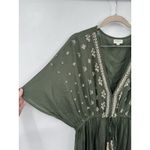 World Market Mira Embroidered Kaftan Maxi Dress Women L/XL Green Boho Peasant Size 1X Photo 6