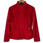 The North Face Red Furry Sherpa 1/4 Zip Mock Neck Sweatshirt Size Medium Photo 0