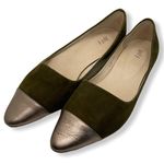 J.Jill cap pointed D’ Orsay suede leather Army Green Pointed Flats shoes Photo 0
