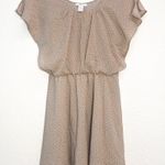 Bar III  Polka Dot Tan Orange Flowy Dress Spring Y2K Casual Mini Flutter Sleeve Photo 2