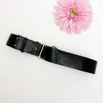 Rag and Bone  Adjustable Leather Belt Rose Gold Hardware Black Photo 6