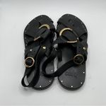 NWOB Beek Crossbill Slingback Strappy Flat Sandal black leather size 5 women Photo 3