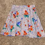 SO  Gray and Pink/Coral Floral Flowy Skater Skirt Photo 1