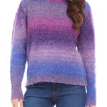 Karen Kane Sweater Purple Blue Ombre Fuzzy Knit Womens Size L Photo 0