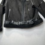 ZARA Women's Black Faux Suede/ Shearling-Lined Zippered Moto Jacket XXL 2XL Photo 8