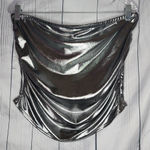 Just Polly Silver Metallic Tube Top With Ruched Sides NWT Size XL Photo 0