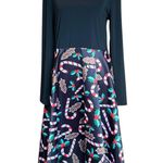 Christmas Candy Cane Midi Dress Fit and Flare across Cross Back Womens XL Black Photo 0