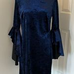Laundry by Shelli Segal Blue Velvet/Black Scuba Reversible Dress Photo 0