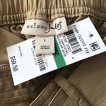 Maison Jules  NWT Paper Bag Pleated Cropped Belted Pants Large Brooklyn Beige Photo 6