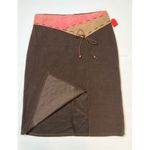 Monteau Y2K Chocolate Brown Pink Faux Suede Knee Length Skirt Sz L Women Photo 3