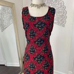 Vintage Romantic Goth Black Red Floral Whimsygoth Midi Maxi Shift Dress 10 / M Size M Photo 2