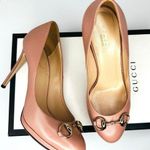 Gucci  Malaga Kid Leather Horsebit Pumps Carmine Rose Pink Heels Size EU 37.5 Photo 0