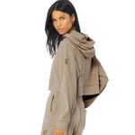 Alo Yoga Alo Muse Hoodie Gravel Heather Tan Ribbed Stretchy Sweatshirt Sweater Pullover L Photo 3