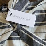 Sugar Lips Urisa Black Striped Off The Shoulder Crop Top Photo 4