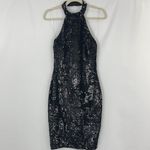 Gianni Bini New  Sequin Velvet Halter Dress Deanna Black Size Small Photo 4