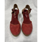 Viscata Barcelona Espadrilles Wedge Size 40 Euro 9 US Ankle Strap Crochet Fabric Pink Photo 1