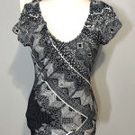 Deletta  Anthropologie Delan cap sleeve‎ v-neck boho peasant top size s BIN G Photo 0