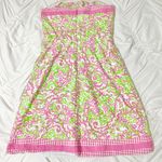 Lilly Pulitzer vintage strapless sleeveless floral picnic paisley cotton dress Photo 4