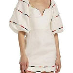 Farm Rio NWOT  White Stripe Short Puff Sleeve Linen Mini Dress Size XS Photo 0