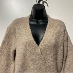 ASTR Knitwear Taupe Neutral Tan Wool Wrap Sweater Size XS Balloon Sleeves Photo 3