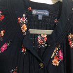 Democracy  Rayon flowy floral button down‎ long sleeve blouse shirt size XL navy Photo 7