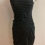 H&M NWOT Black and White Striped Ruched Midi Dress Photo 0