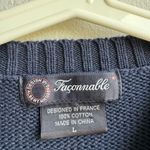 Vintage Unisex Knit France Oversized Preppy Grandpa Boat Como Size Large Cotton Blue Photo 3