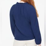 J.Crew  Blue Long-sleeve gauze tie-neck top Size Small Photo 2
