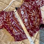 Angie Maroon floral bohemian crop top excellent condition hippie burgundy summer top L Photo 4