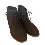 Toms Black Lace Up Wood Stackable Wedge Heeled Bootie Women Sz 7.5 Photo 0