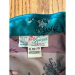 Vintage Teal Chinese Silk Floral Blouse Short Sleeve Size 40 By Folk Squirrel Green Photo 2