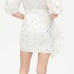 NWT Rhode Pia Puff Sleeve Eyelet Cotton Ruffle Mini Dress White Mirror Large Photo 1