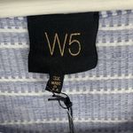 W5  Size 3X Blouse Top Blue White Short Cap Sleeve Scoop Neck Front Tie Women’s Photo 2