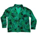 Y2K Velour Track Jacket Women's Medium Green Black Punk Skater Grunge Whimsigoth Photo 0