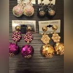 NEW Bundle of (4) Sequin Dangly Tassel Earrings Mardi Gras Purple Gold Photo 4