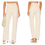 We Wore What NWT Frayed Waistband Straight Leg Jeans 26 Cream Photo 1