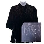 April Cornell Velvet Button Up Shirt Medium Black Photo 1