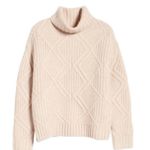 Caslon  Women’s Tan Chunky Cable Knit Turtleneck Sweater Size Medium NWT Photo 0