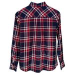 J.Crew NWT Factory Women’s Flannel Button Front Shirt Boy Fit Red Blue Plaid XS Photo 1